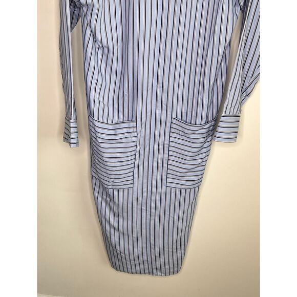 Tibi Striped Long Sleeve Belted Midi Shirt Dress Blue / White Women's Size 2 - Picture 12 of 12